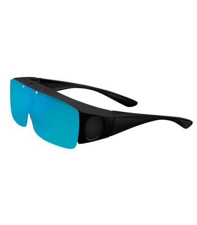 Fitover sunglasses Overzet zonnebril Sonnen Überbrillen with Visor Blue mirror
