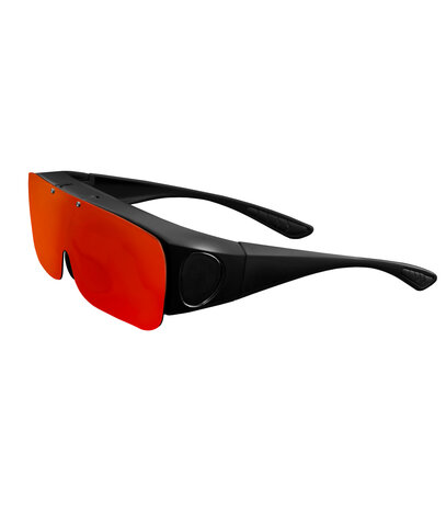 Fitover sunglasses Overzet zonnebril Sonnen Überbrillen with Visor Red mirror