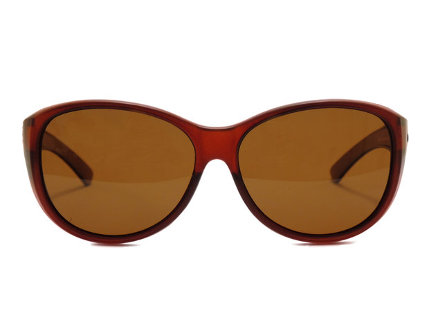 overzetzonnebril Fitover sunglasses Overzetzonnebril Sonnen Überbrillen Milano brown front (Model: POL505)