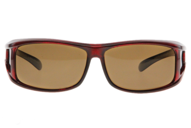 Fitover sunglasses Overzet zonnebril Sonnen Überbrillen Fitover Metallic red front